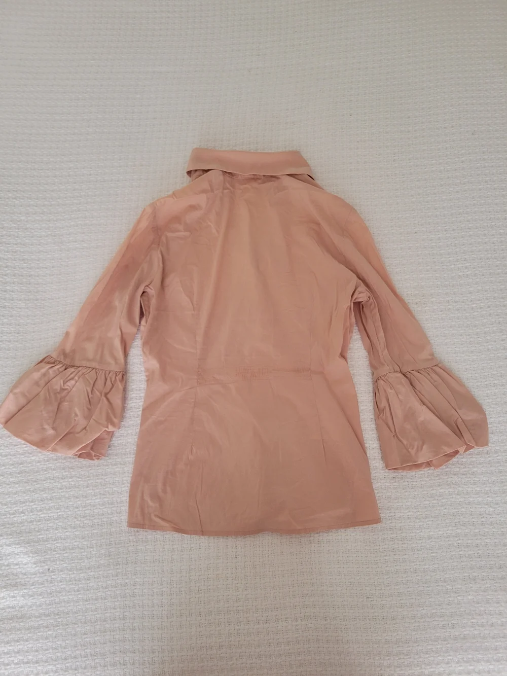 BCBGMaxAzria Blush Pink Ruffle Bell-Sleeve Button-Down Shirt